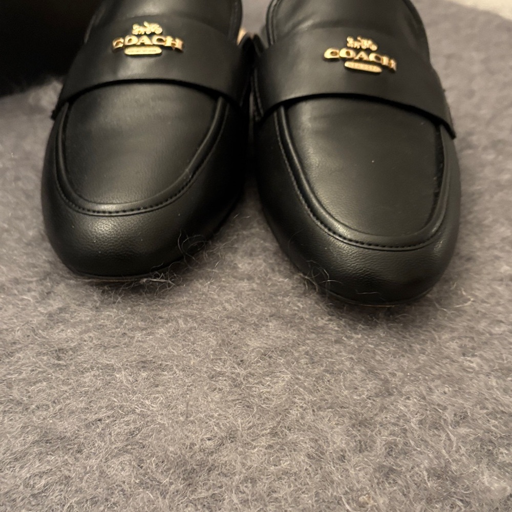 Coach Black Leather Slip-On Loafers - Picture 3 of 5